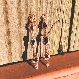 Handcrafted Black Onyx Copper Dangle Earrings
